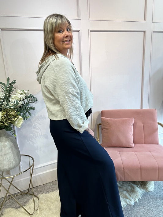 Zipped Hoody Top - Beige - Wardrobe By Simone