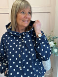 Load image into Gallery viewer, Polka Dot Hoody Jacket - Navy/White - Wardrobe By Simone
