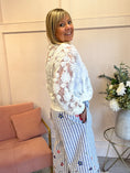 Load image into Gallery viewer, Floral Ribbon Zipped Top - White - Wardrobe By Simone
