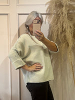 Diamonte Pearl Jumper - Cream