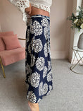 Load image into Gallery viewer, Wide Patterned Culottes Pant - Navy/Cream - Wardrobe By Simone
