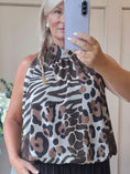 Load image into Gallery viewer, Zebra Halter Neck Top - Brown/Cream

