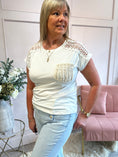 Load image into Gallery viewer, Pearl & Sparkle With Lace T Shirt  - White - Wardrobe By Simone
