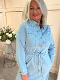 Load image into Gallery viewer, Denim Maxi Shirt Dress  - Light Blue
