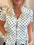 Load image into Gallery viewer, Spotty Collared Shirt Blouse - White/Black - Wardrobe By Simone
