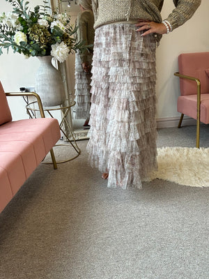 Dreamy Tulle Net Layered Skirt - Beige/Cream