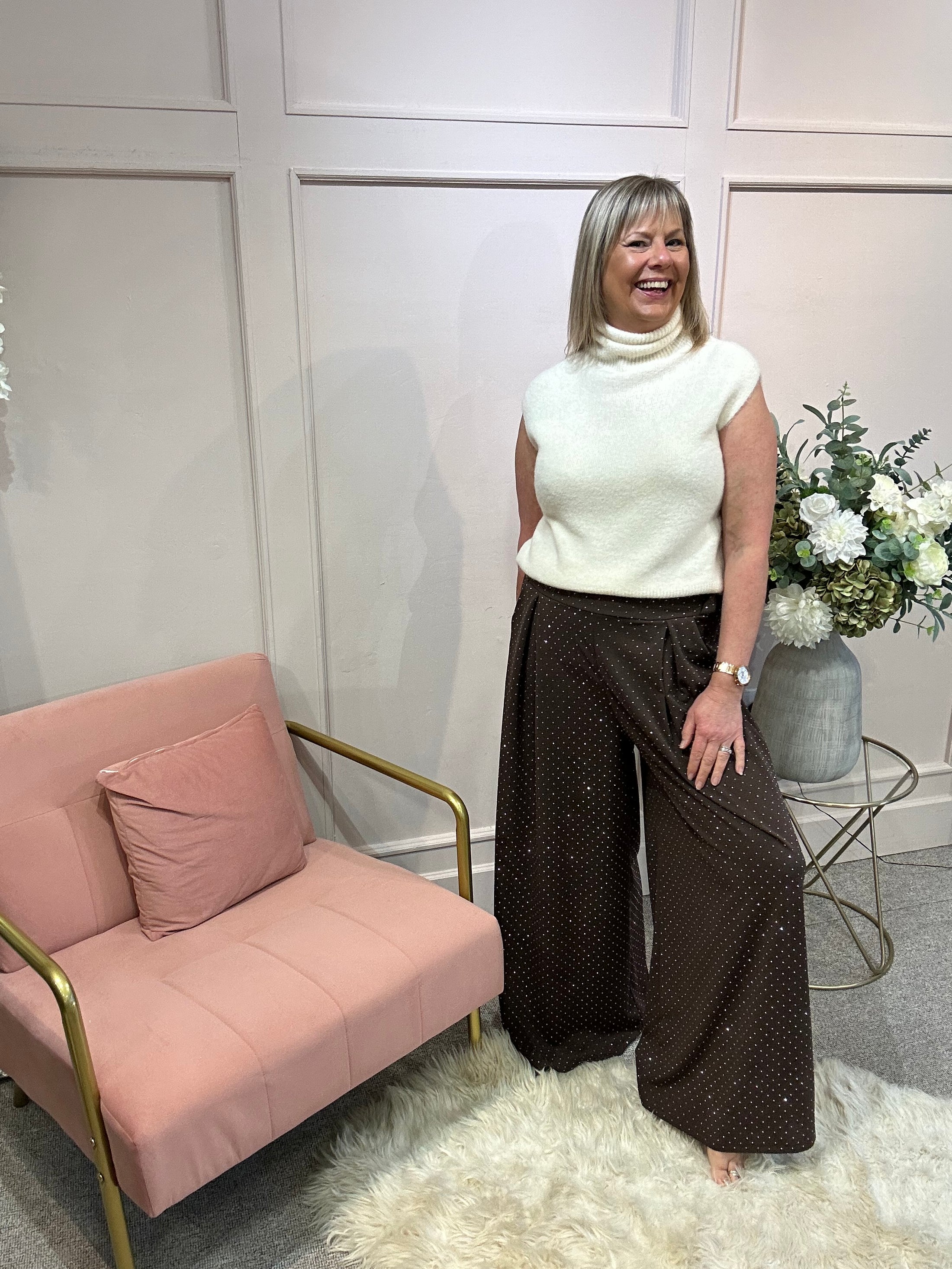 Roll Neck Cosy Tank Jumper - Cream