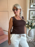 Load image into Gallery viewer, Scalloped Edged Vest Top - Chocolate - Wardrobe By Simone
