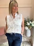 Load image into Gallery viewer, Embroidered Sleeveless Top  - White - Wardrobe By Simone

