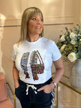 Load image into Gallery viewer, Denim & Heels Jewel T-Shirt - White - Wardrobe By Simone
