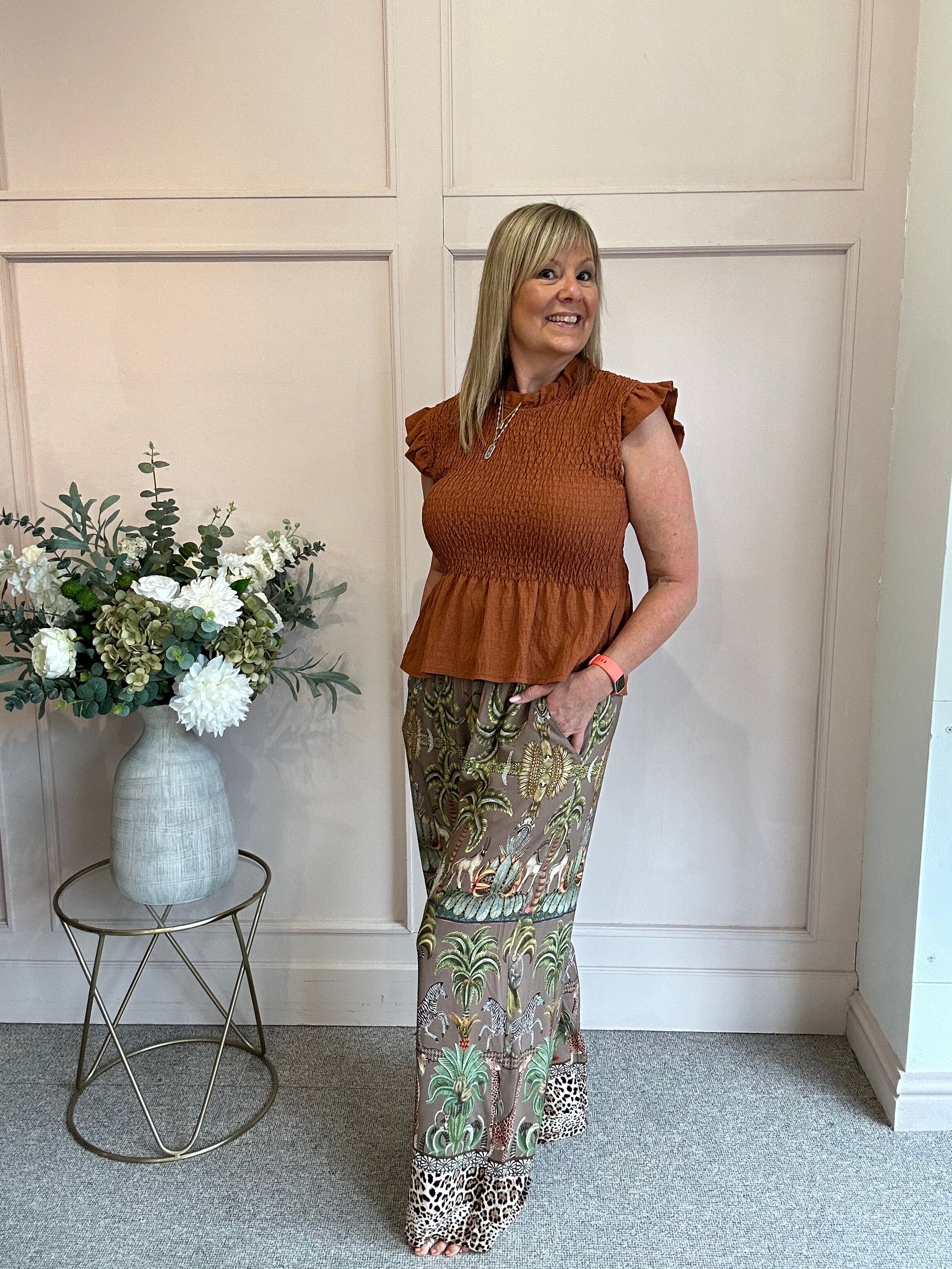 Cute Peplum Top  - Rust