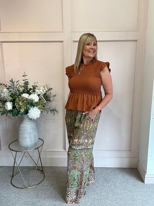 Cute Peplum Top  - Rust - Wardrobe By Simone