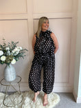 Load image into Gallery viewer, Spotty & Ruffle Top - Black/White - Wardrobe By Simone
