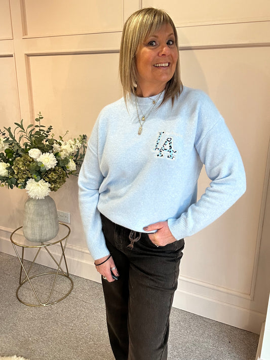 LA Jumper - Blue & Leopard