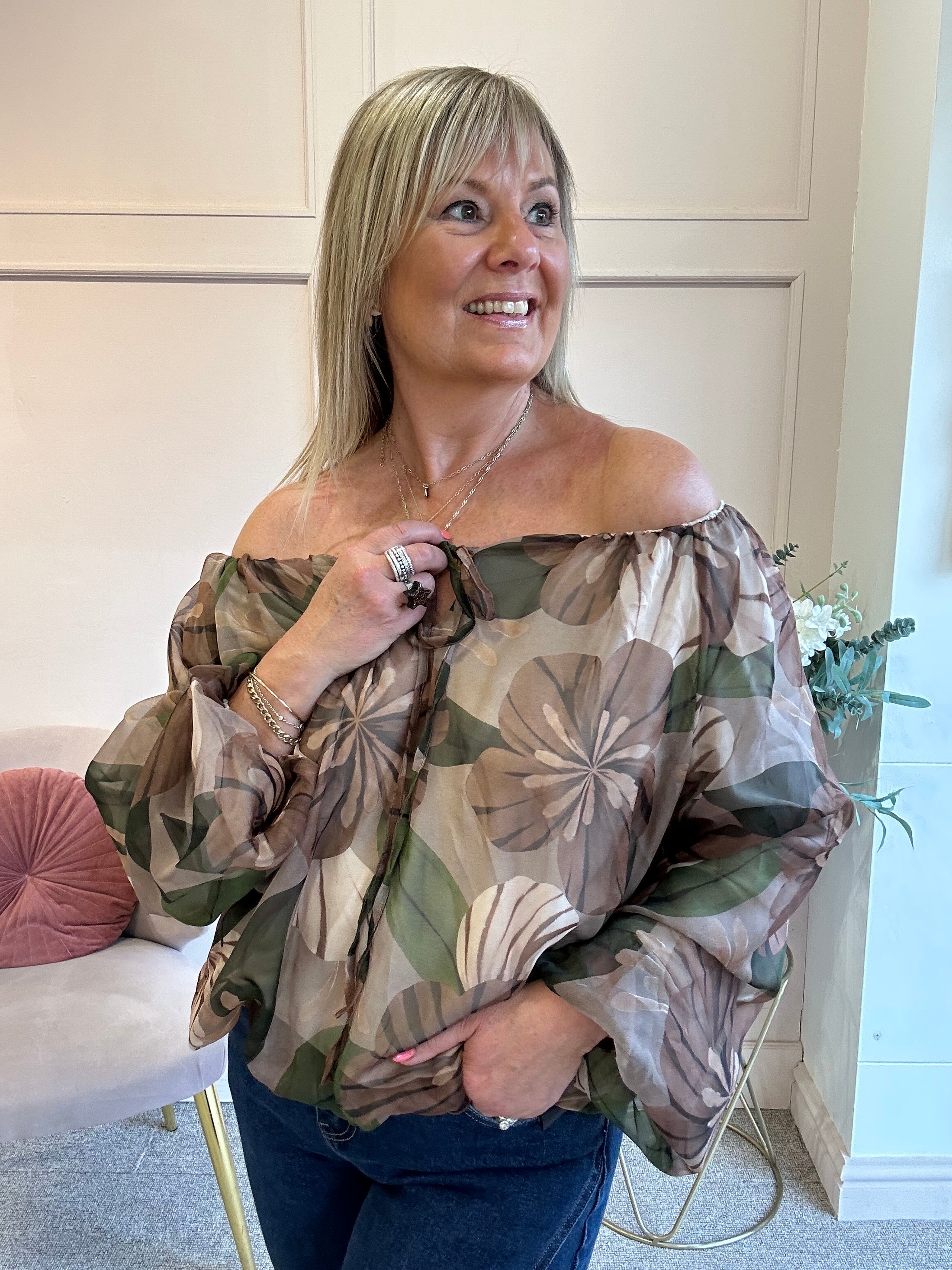 Camilla Floral Top - Browns/Greens
