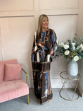 Load image into Gallery viewer, Horse & Bridle Silk Top - Brown/Blue - Wardrobe By Simone

