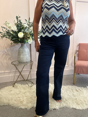 Wide Leg Jegging Style Jeans- Dark Denim