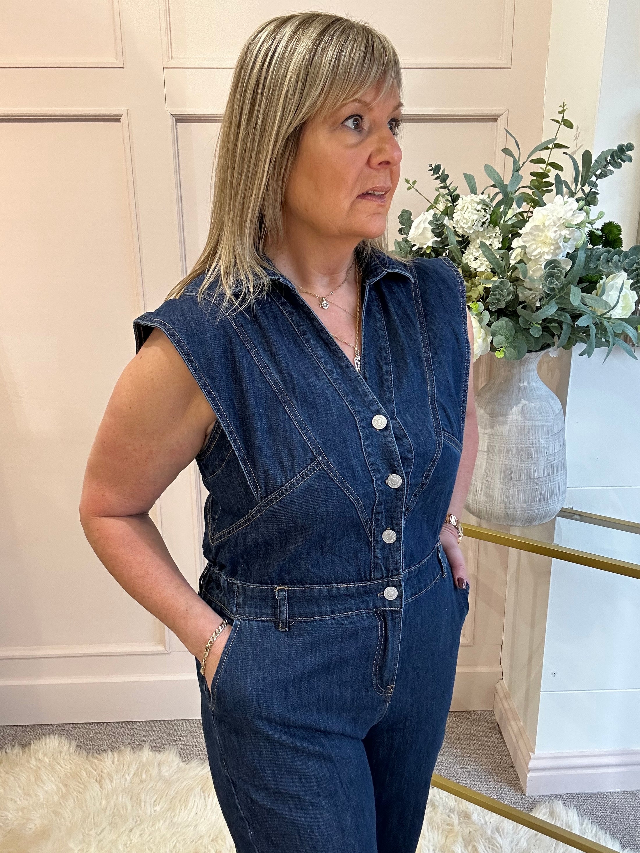 Denim Jumpsuit - Dark Denim - Wardrobe By Simone