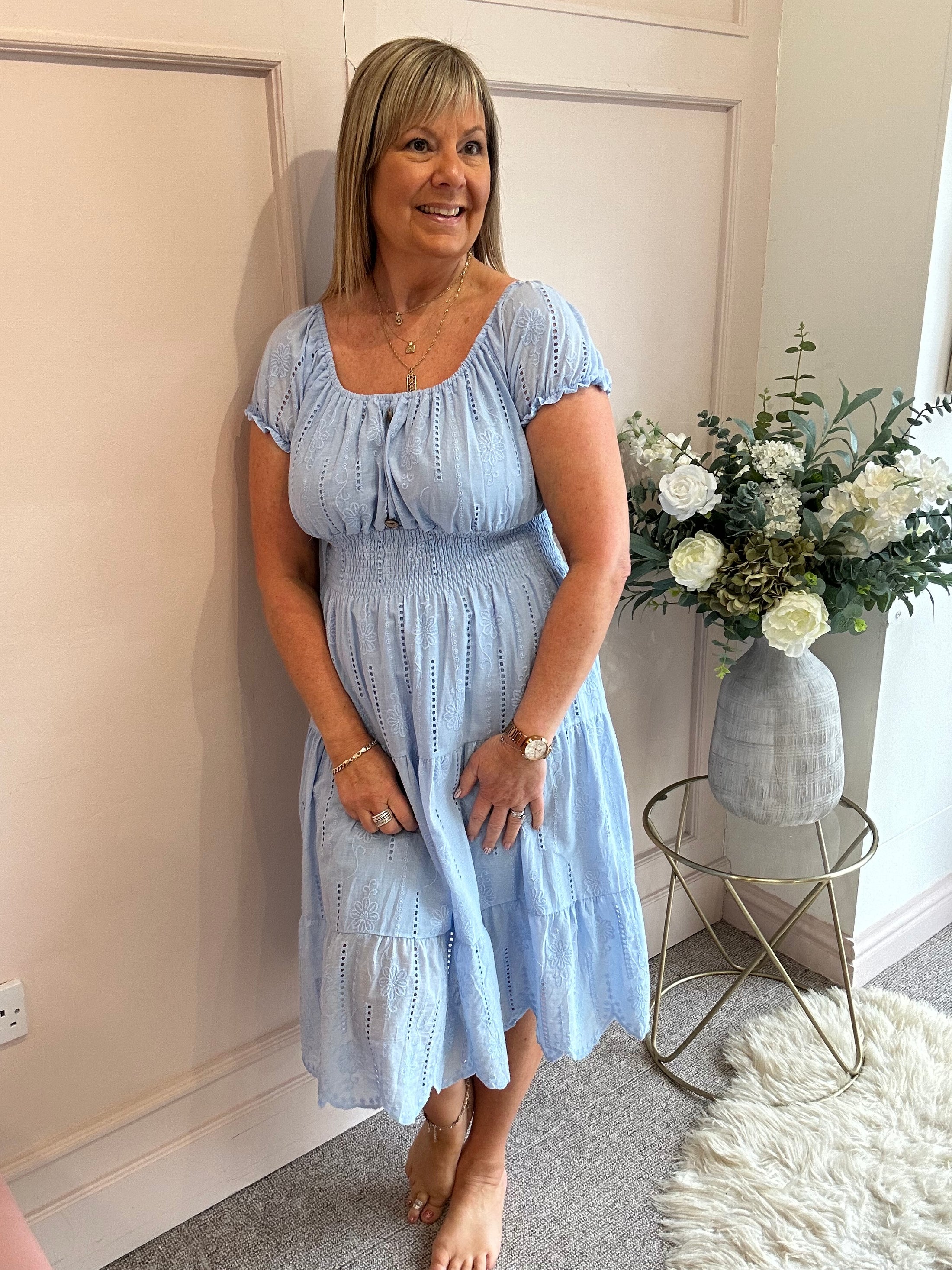 Vibes Of Summer Midi Dress - Soft Blue - Wardrobe By Simone