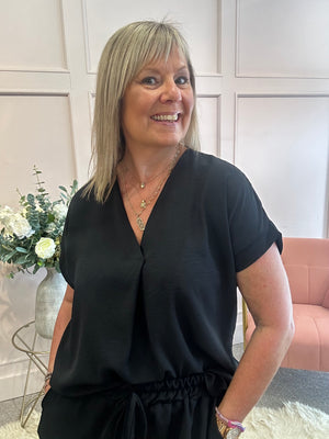 V Neck Top - Black
