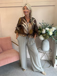 Load image into Gallery viewer, Lightweight Print Zip Jacket - DarkBrown/Green - Wardrobe By Simone
