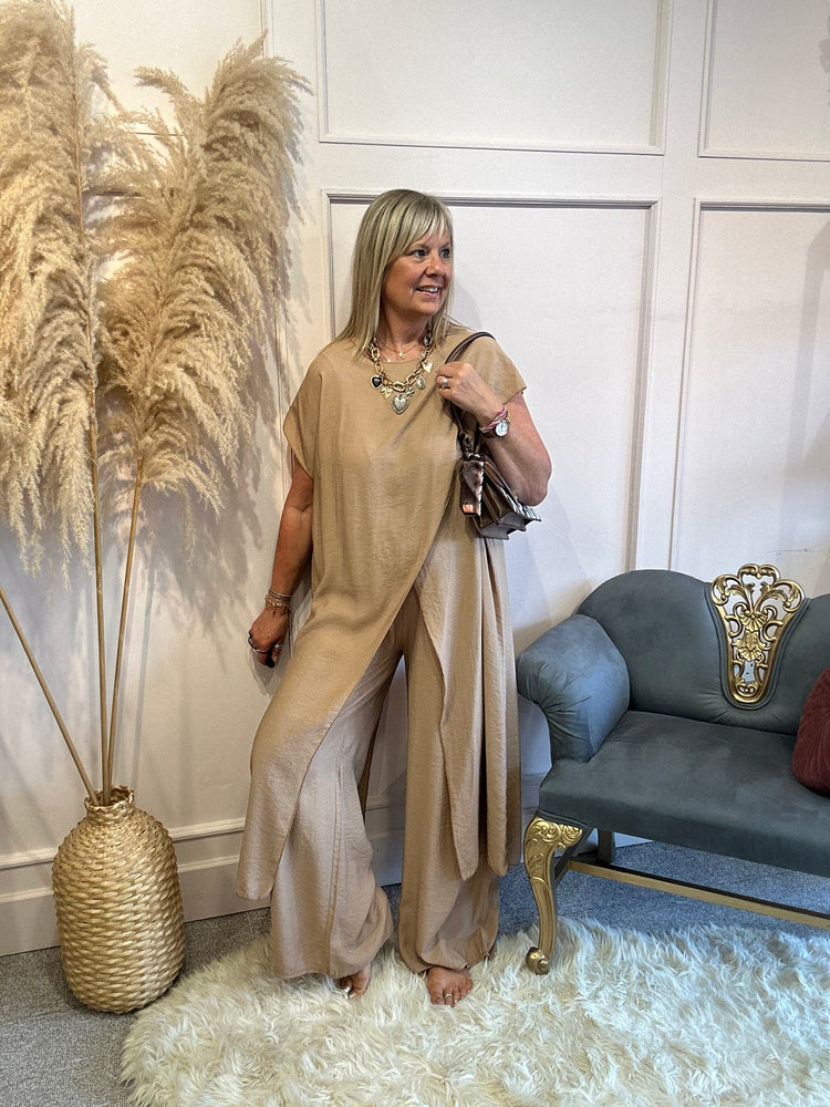 Overtop And Trouser 2 Piece Set - Caramel - Wardrobe By Simone