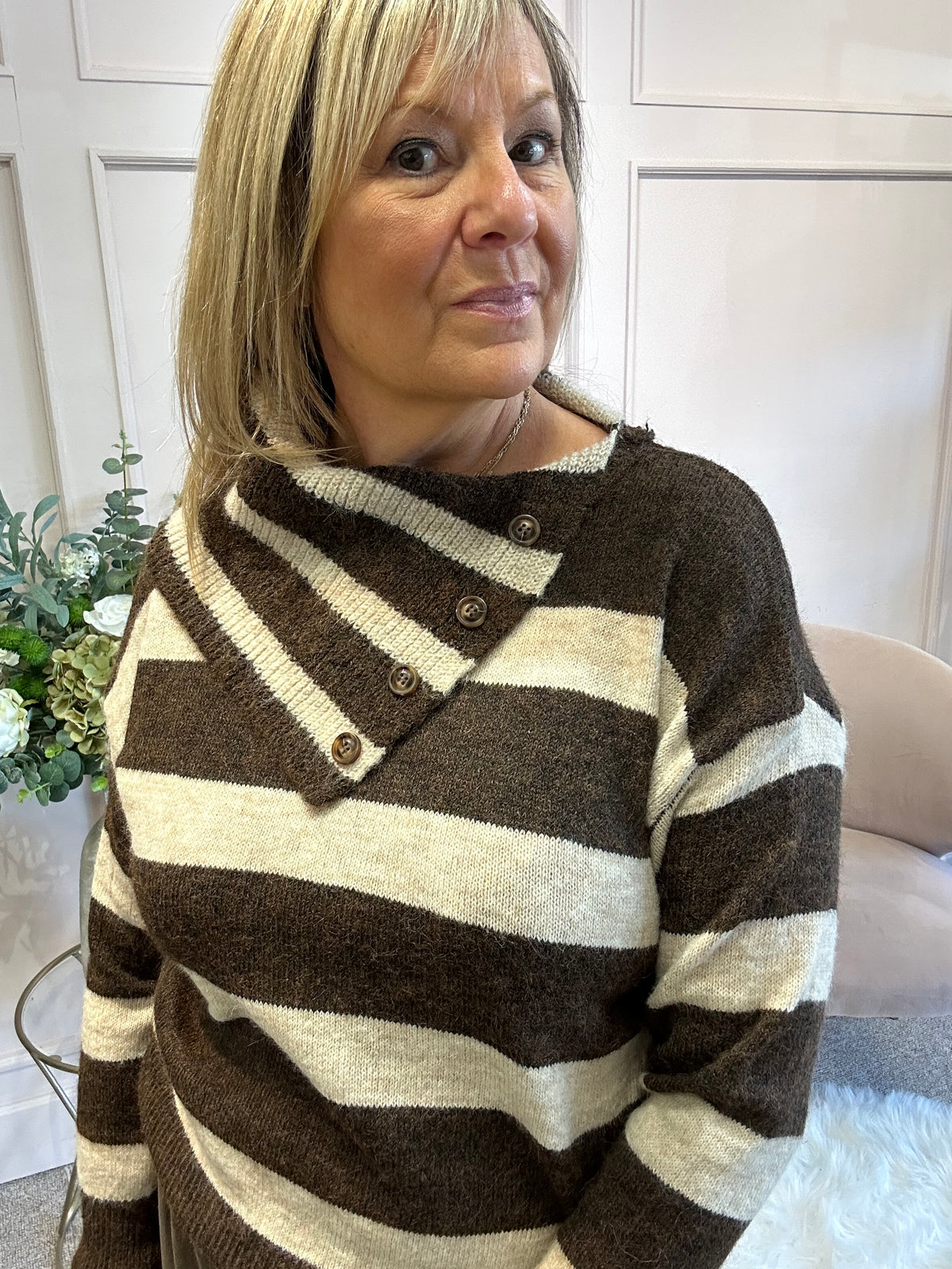 Bold Stripe Jumper - Brown/Cream