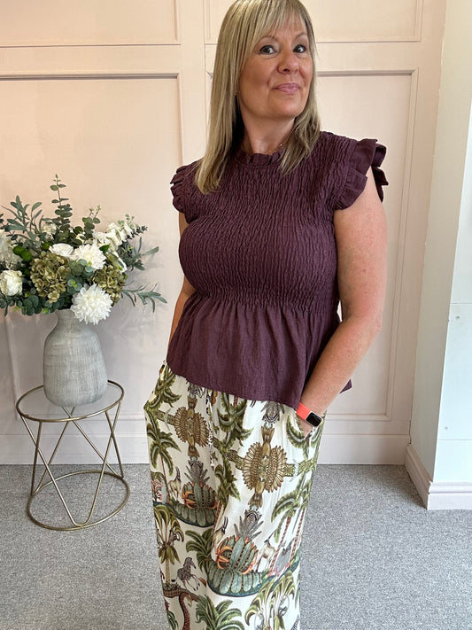 Cute Peplum Top  - Damson - Wardrobe By Simone