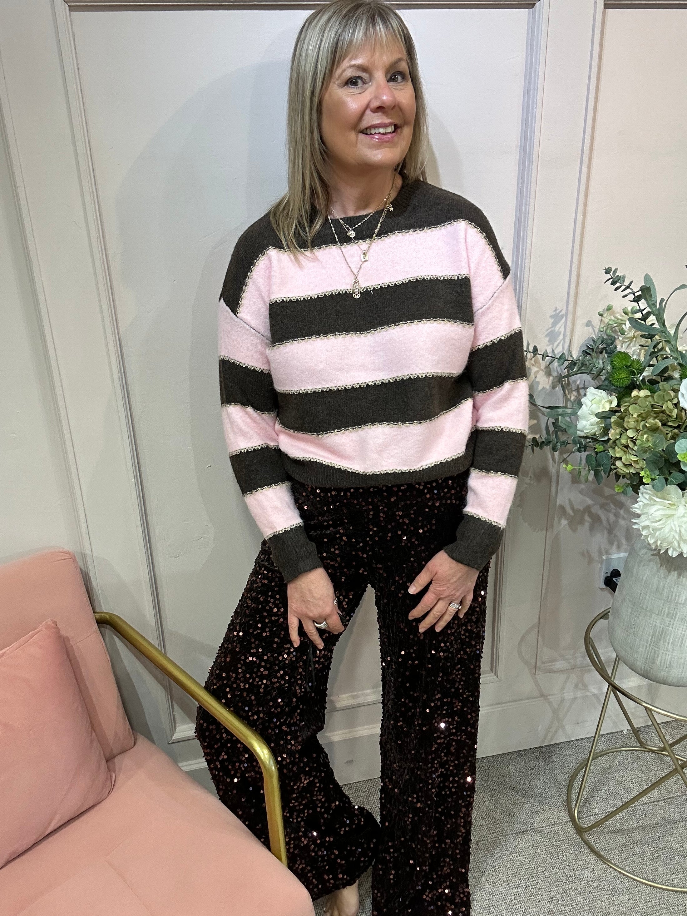 Bold Stripe Jumper - Brown/Pink