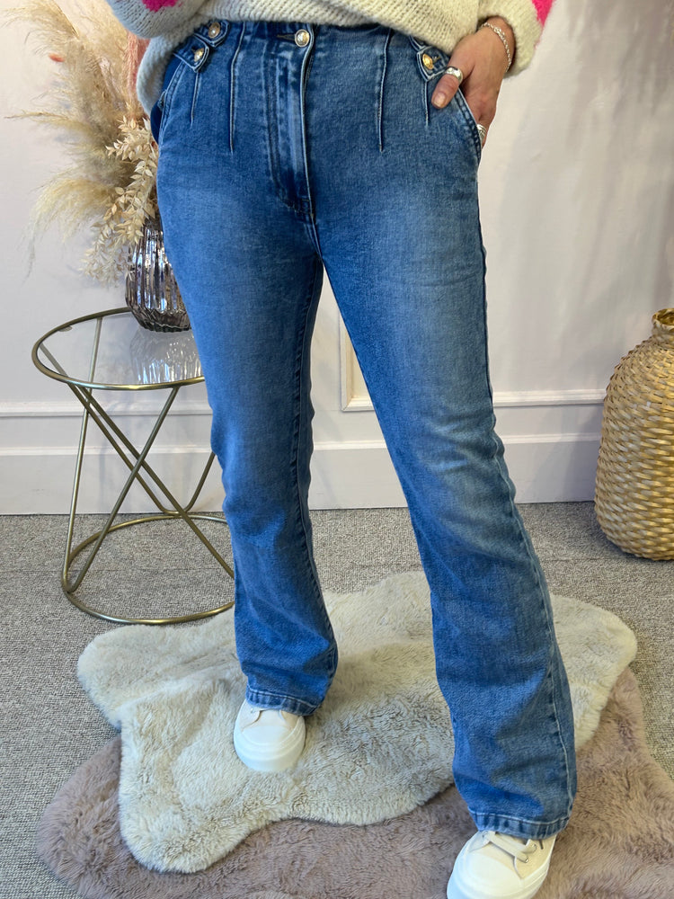 
            
                Load image into Gallery viewer, Queenie Flared Jeans - Denim - Wardrobe By Simone
            
        