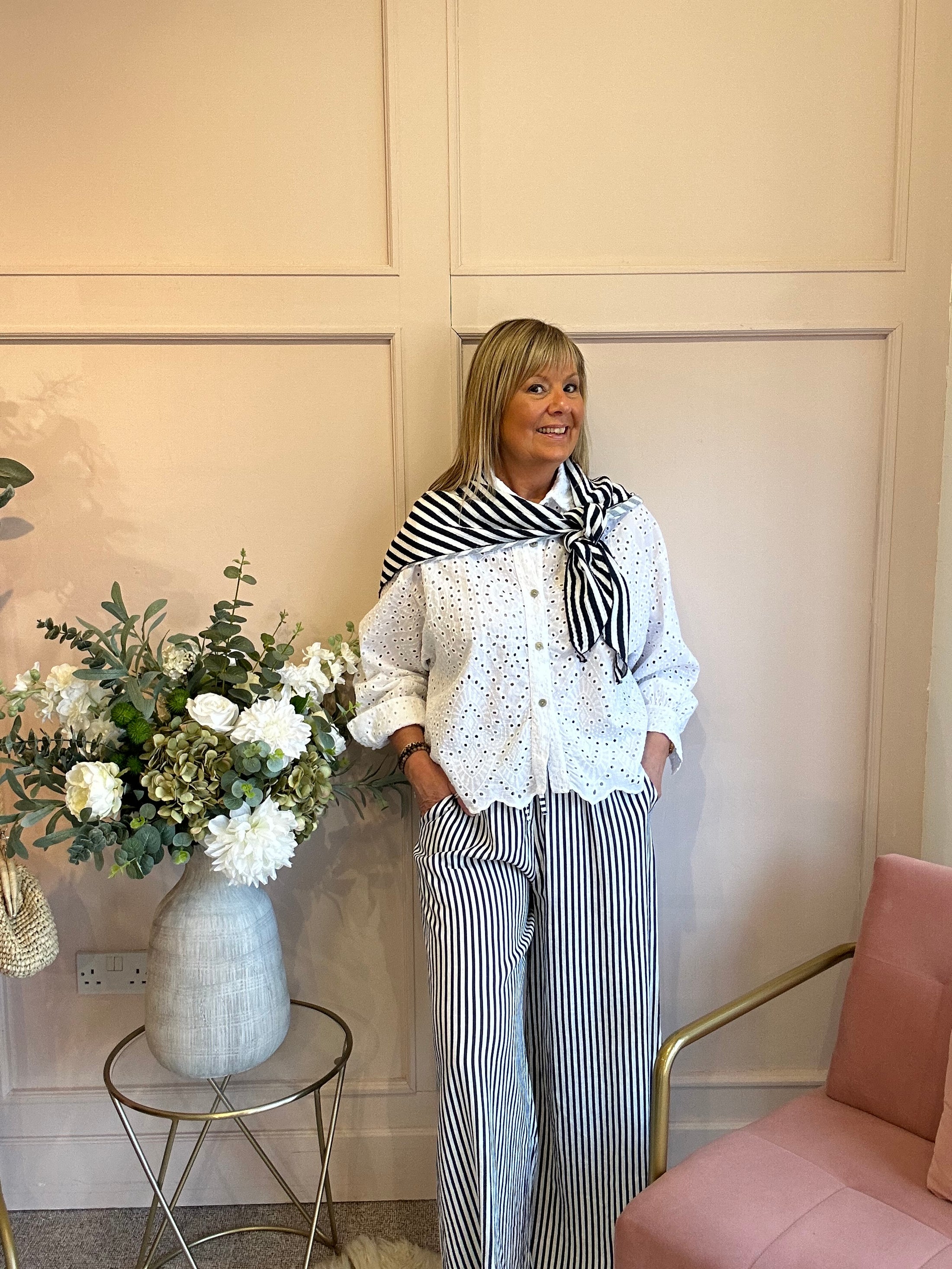 White Broderie Anglaise Shirt  - White - Wardrobe By Simone