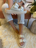 Load image into Gallery viewer, Darcy Gold Buckle Slider Sandal - Cream
