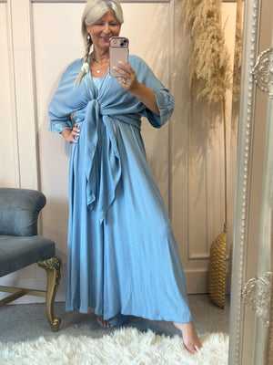 Floaty Jacket & Strapy Jumpsuit - Pale Blue