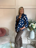 Load image into Gallery viewer, Spot & Ruched Sleeve Blazer - Blue/Cream
