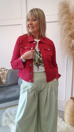 Denim Jacket - Raspberry - Wardrobe By Simone