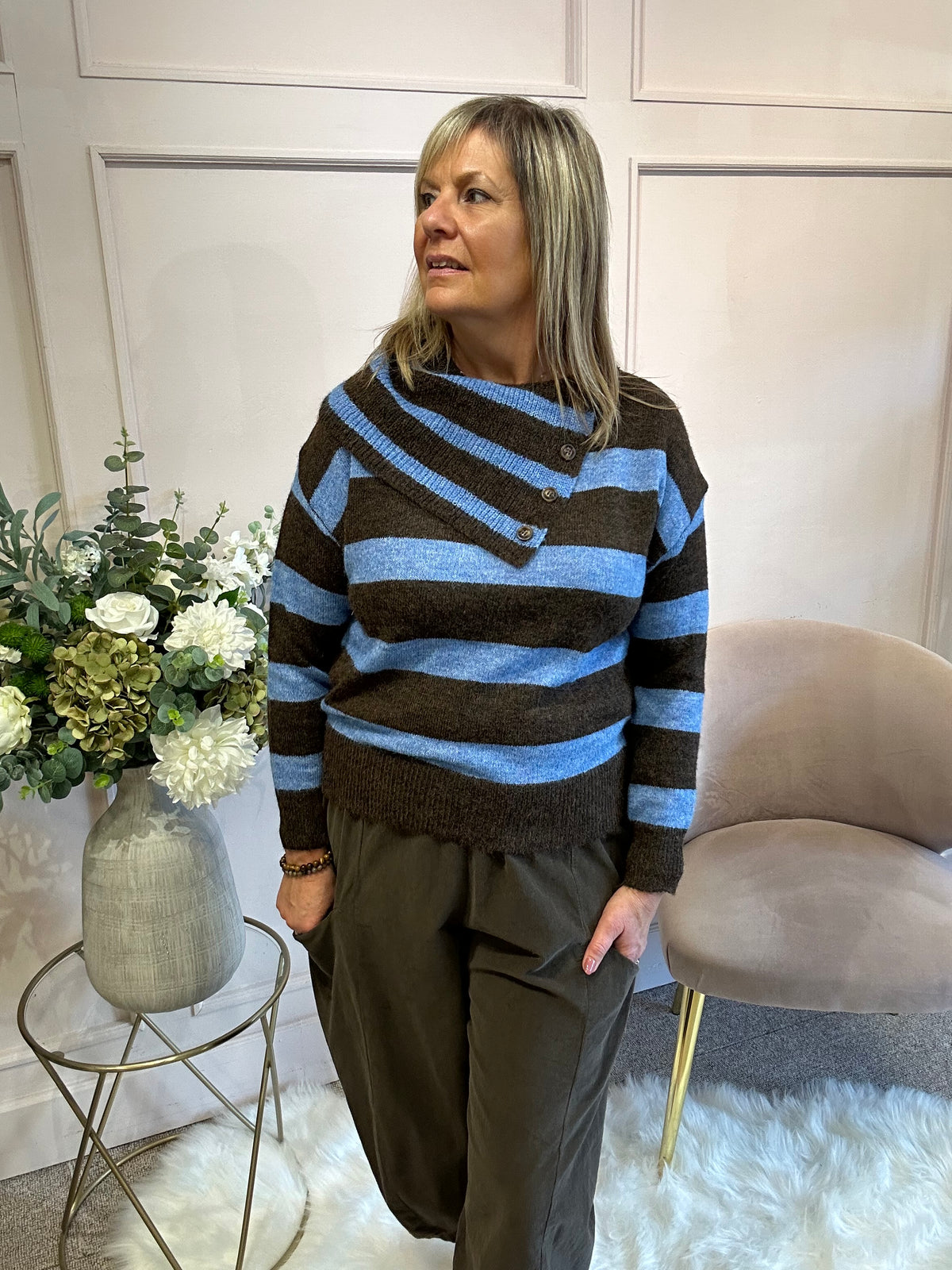 Bold Stripe Jumper - Blue/Brown