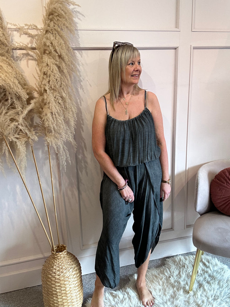 Strappy Harem Jumpsuit - Charcoal Grey
