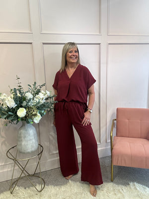 V Neck Top - Burgundy