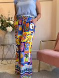 Load image into Gallery viewer, Club Tropicana Wide Leg Pant - Blue/Orange - Wardrobe By Simone
