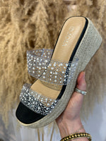 Itsy Bitsy Sparkle Band Wedge - Black/Clear