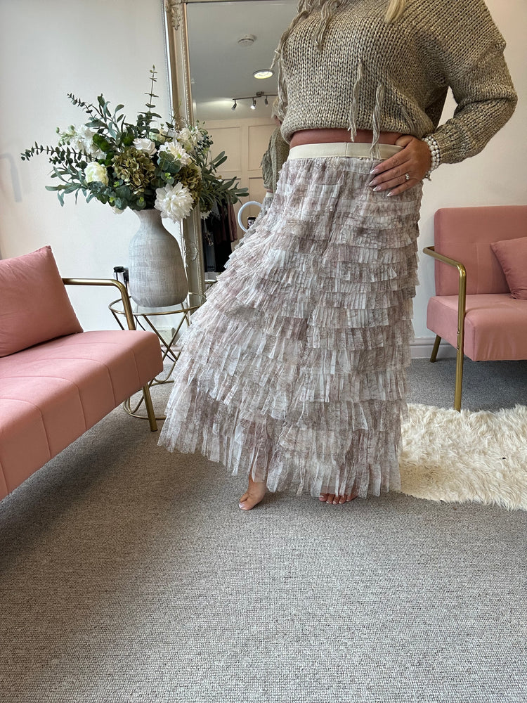 Dreamy Tulle Net Layered Skirt - Beige/Cream
