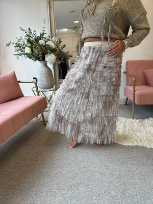Dreamy Tulle Net Layered Skirt - Beige/Cream