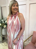 Load image into Gallery viewer, Halter Neck Maxi Dress - Pink/Cream - Wardrobe By Simone
