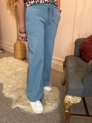 Magic Wide Pant - Powder Blue - Wardrobe By Simone