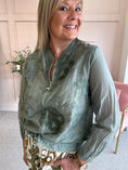 Load image into Gallery viewer, Embossed Floral Zip Jacket - Sage Green
