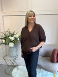 Load image into Gallery viewer, Lace Trim Cardigan - Chocolate Brown
