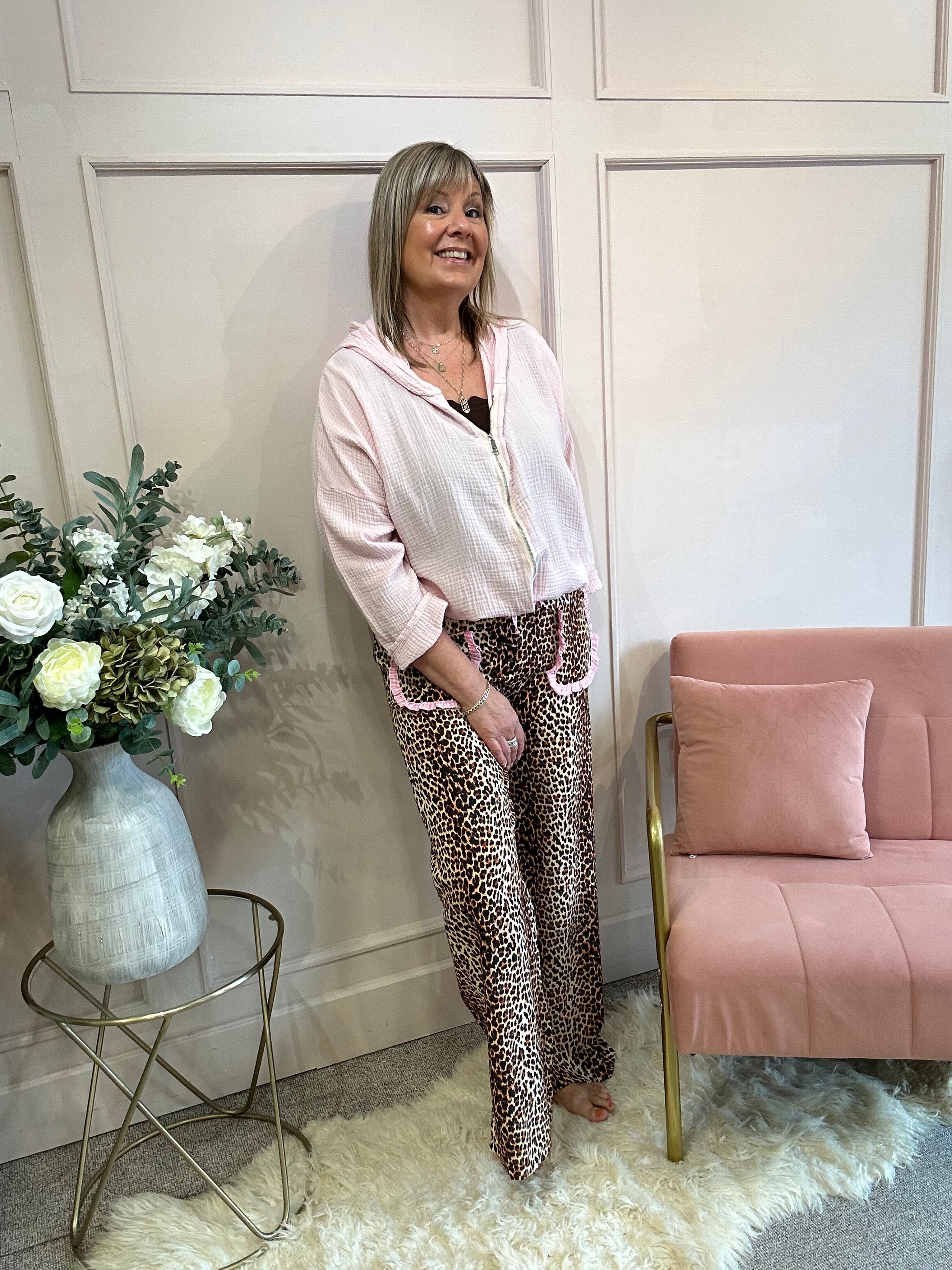 Zipped Hoody Top - Pink - Wardrobe By Simone