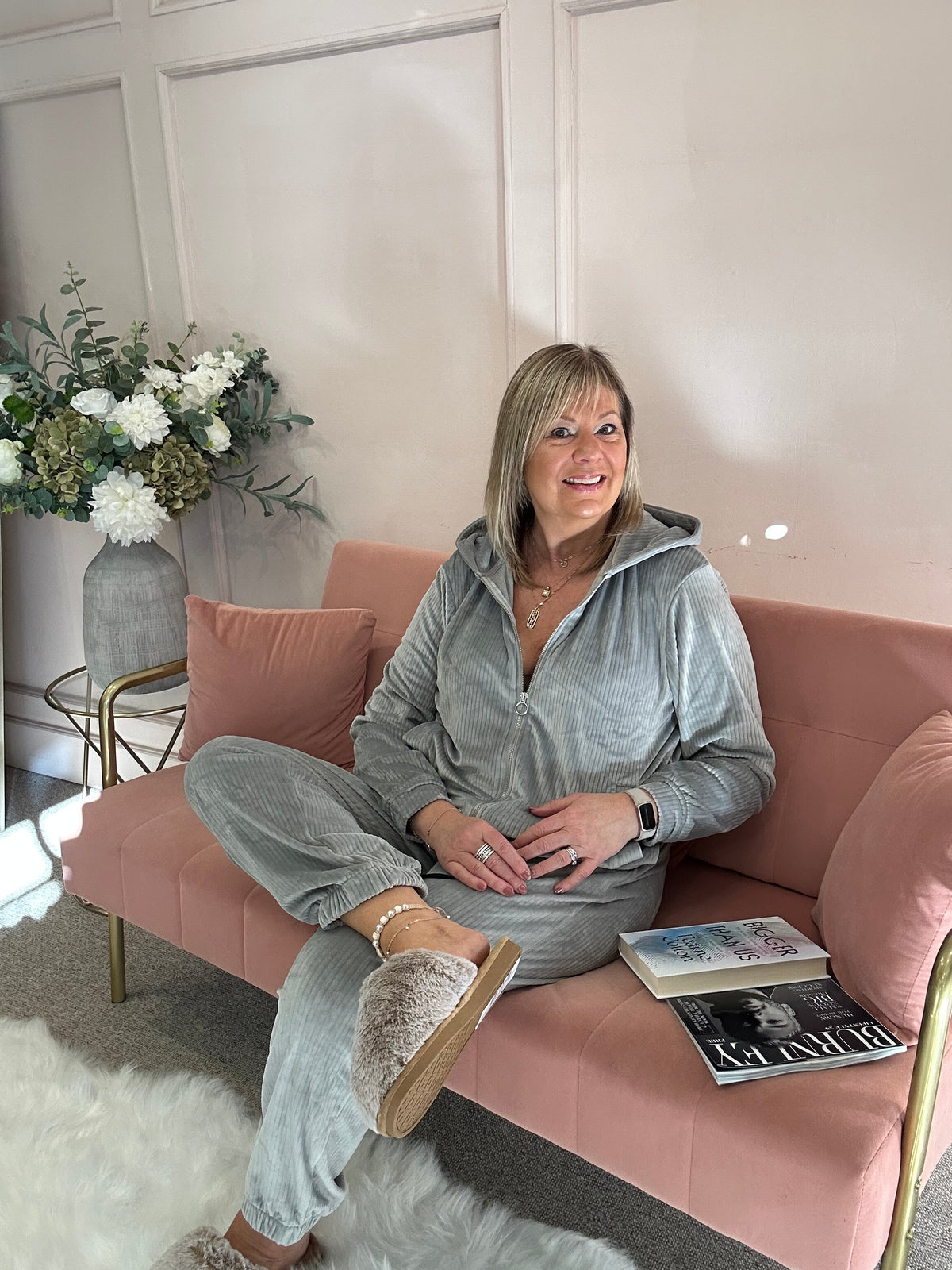 Ribbed Cosy Lounge Set - Light Grey