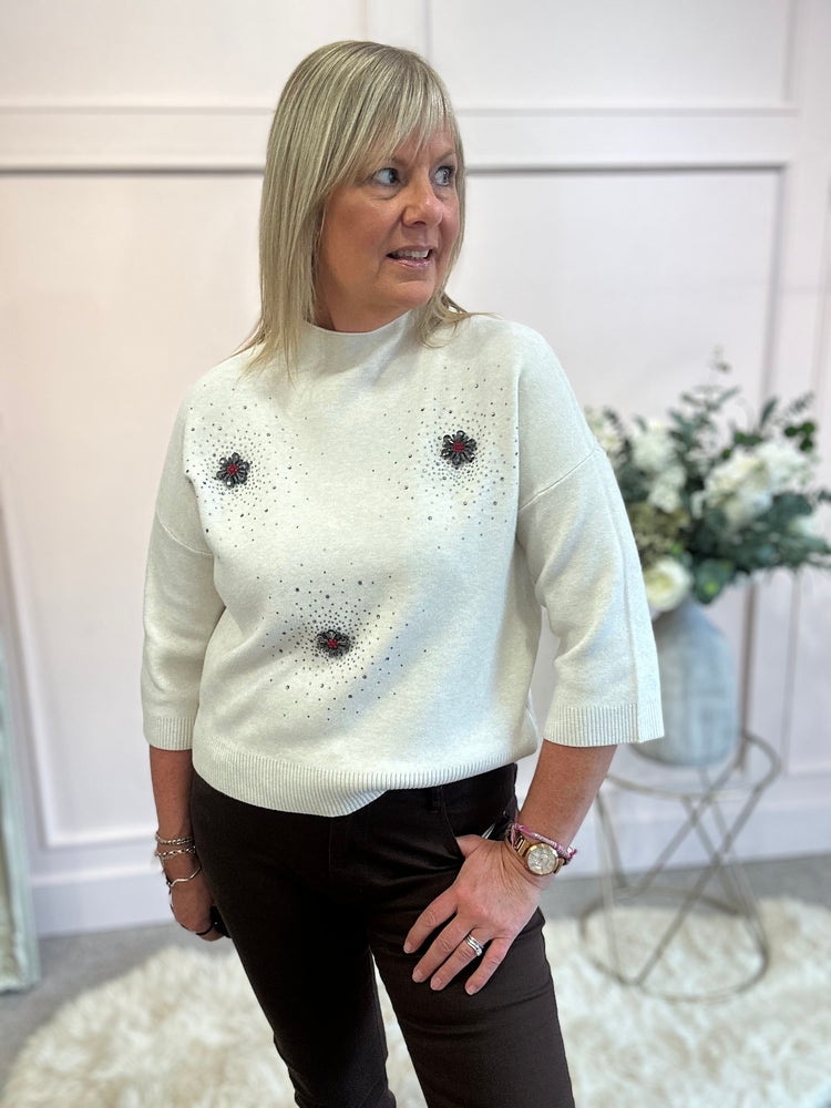 Sparkle Detail Jumper  - Cream