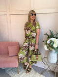 Load image into Gallery viewer, Tropical Top & Crop Pant Set - Olive Green/Brown - Wardrobe By Simone
